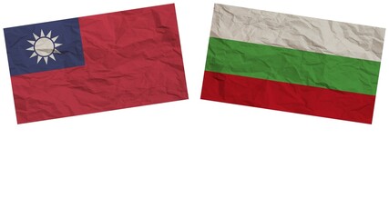 Bulgaria and Taiwan Flags Together Paper Texture Effect Illustration