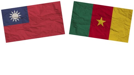 Cameroon and Taiwan Flags Together Paper Texture Effect Illustration