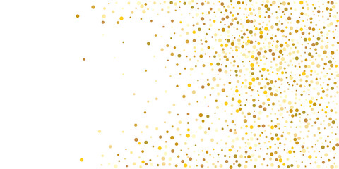 Golden glitter confetti on a white background. Luxury festive background. Decorative element. Element of design. Vector illustration, EPS 10.