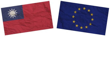 European Union and Taiwan Flags Together Paper Texture Effect Illustration