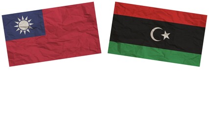 Libya and Taiwan Flags Together Paper Texture Effect Illustration