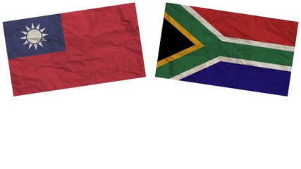 South Africa and Taiwan Flags Together Paper Texture Effect Illustration