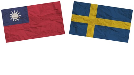 Sweden and Taiwan Flags Together Paper Texture Effect Illustration