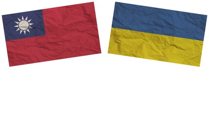 Ukraine and Taiwan Flags Together Paper Texture Effect Illustration