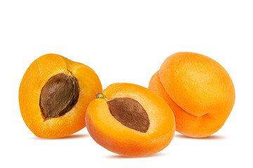 Apricots isolated on white background with clipping path