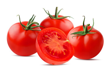Tomatoes isolated on white background with clipping path
