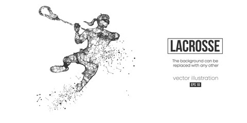 Abstract silhouette of a wireframe lacrosse player from particles on the white background. Convenient organization of eps file. Vector illustartion. Thanks for watching © Yevheniia