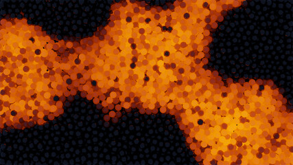 Countless particles forming a structure that imitates a flow of lava.