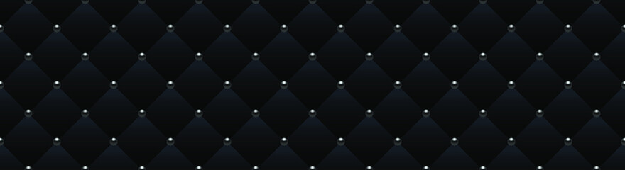 Black luxury background with small black beads and rhombuses. Seamless vector illustration. 
