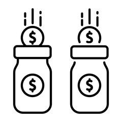 Glass money jar full of gold coins. Saving dollar coin in moneybox. Vector illustration. Web banner.