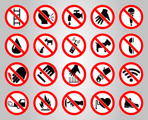 Cycle red prohibition sign on a white background