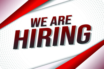 We are Hiring recruitment design for banner green poster. We are hiring lettering with geometric shapes lines. Vector illustration typographic. Open vacancy design template.
