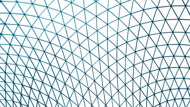 Glass dome roof sky light geometric triangle pattern background. Window metal frame and geodetic glass dome building wallpaper