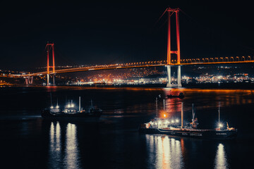 Fototapeta na wymiar Istanbul - Yalova osmangazi Bridge Turkey at Night