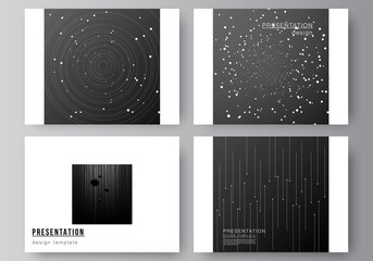 Vector layout of the presentation slides design business templates, multipurpose template for presentation brochure, brochure cover. Tech science future background, space design astronomy concept. © Raevsky Lab