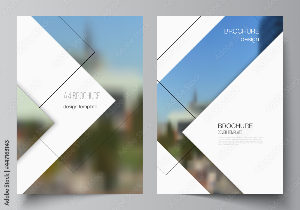 Wall mural vector layout of a4 format cover mockups design templates with geometric simple shapes, lines and ph