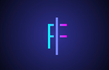 blue pink F line alphabet letter logo for business and company. Simple creative template design for icon and lettering