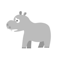 hippo in 2d cartoon style. flat isolated vector
