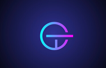 blue pink G line alphabet letter logo for business and company. Simple creative template design for icon and lettering