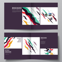 Vector layout of two covers templates for square design bifold brochure, flyer, magazine, cover design, book design, brochure cover, agency, corporate, business, portfolio, pitch deck, startup.