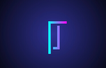 blue pink I line alphabet letter logo for business and company. Simple creative template design for icon and lettering