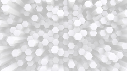 Lots of hexagonal white crystal rods. Abstract low contrast backdrop