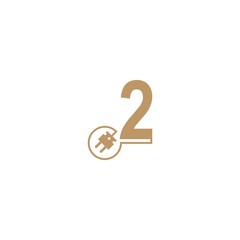 Power cable forming Number 2 logo icon template