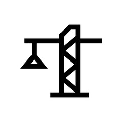 Outline icon. Construction crane emblem. Vector illustration