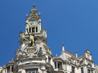 Fototapeta na wymiar Beautiful architecture in Porto - former insurance company A Nacional by Marques da Silva
