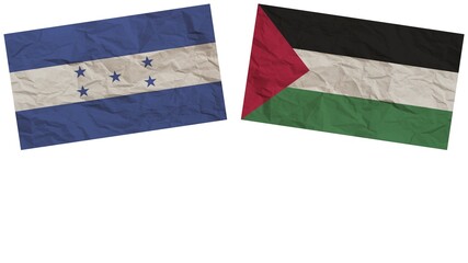 Palestine and Honduras Flags Together Paper Texture Effect Illustration