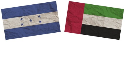 United Arap Emirates and Honduras Flags Together Paper Texture Effect Illustration
