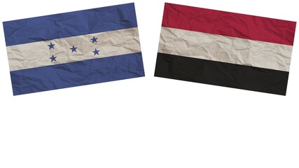 Yemen and Honduras Flags Together Paper Texture Effect Illustration