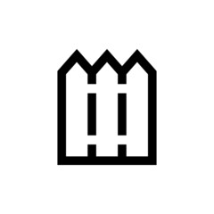 Outline icon. Fence emblem. Isolated on white. Vector illustration