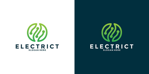 leaf tech electric logo design technology for your business