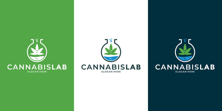 creative cannabis marijuana lab logo design template