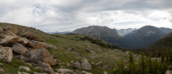 wide panorama landscape in the rocky mountains Colorado