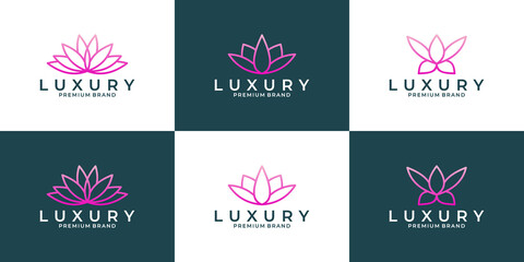luxury lotus flower logo template for your business saloon, spa, cosmetic,hotel etc