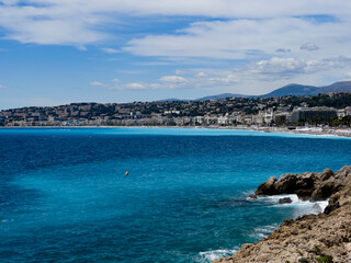 Fototapeta na wymiar View of the coastline of Nice, France on a summer day