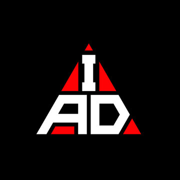 IAD triangle letter logo design with triangle shape. IAD triangle logo design monogram. IAD triangle vector logo template with red color. IAD triangular logo Simple, Elegant, and Luxurious Logo. IAD 