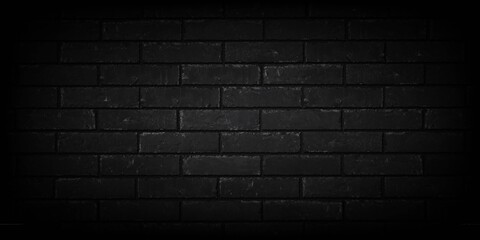 Vector realistic isolated black brick wall background for template, mockup and layout decoration.