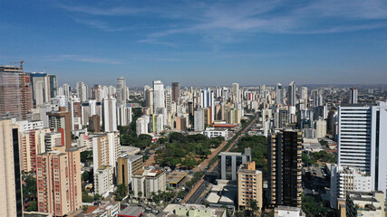 Fototapeta na wymiar Panoramic view of modern buildings and green areas of Goiania, Goias, Brazil 