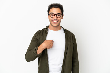 Caucasian handsome man over isolated white background with surprise facial expression