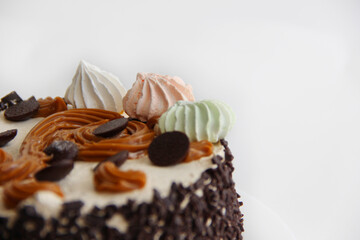 chocolate cake on a white background
