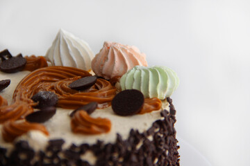 chocolate cake on a white background