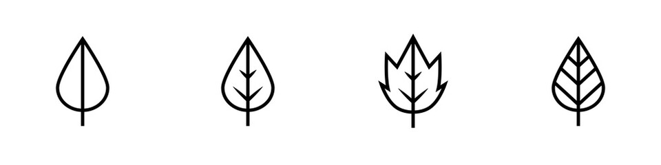 Conjunto de icono de hoja de planta o árbol. Concepto de naturaleza. Ilustración vectorial © Frank
