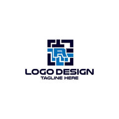 initial letter R blended with Modern brick logo