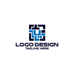 futuristic initial letter u digital logo. modern icon, template design