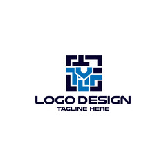 Fototapeta premium Initial Y Letter Tech Logo Design Vector Graphic