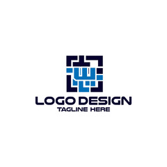 W Square Flat Logo Design, Colorful Logo, Corporate logo, Flat color, simple Logo, Alphabet Logo