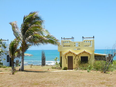 Vacation cottage near the beach in Jamaica, overlooking the Caribbean.